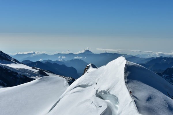  Long and narrow southeast ridge of Castor mount, Pennine Alps.