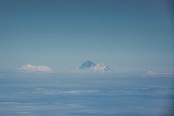 Kluchevskaya group of volcanoes, the tallest volcanoes of Kamchatka, all of them over 4000 meters. 