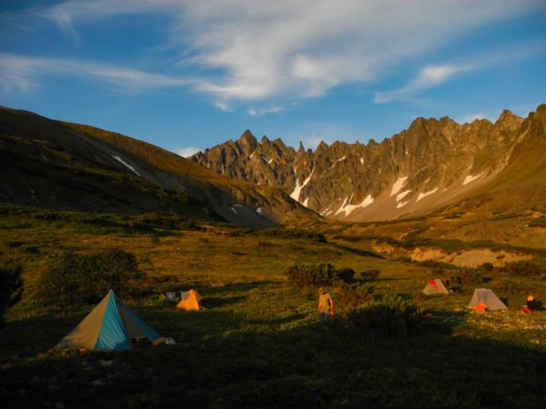 Ganalskie Vostryaki massif camping, Kamchatka. 